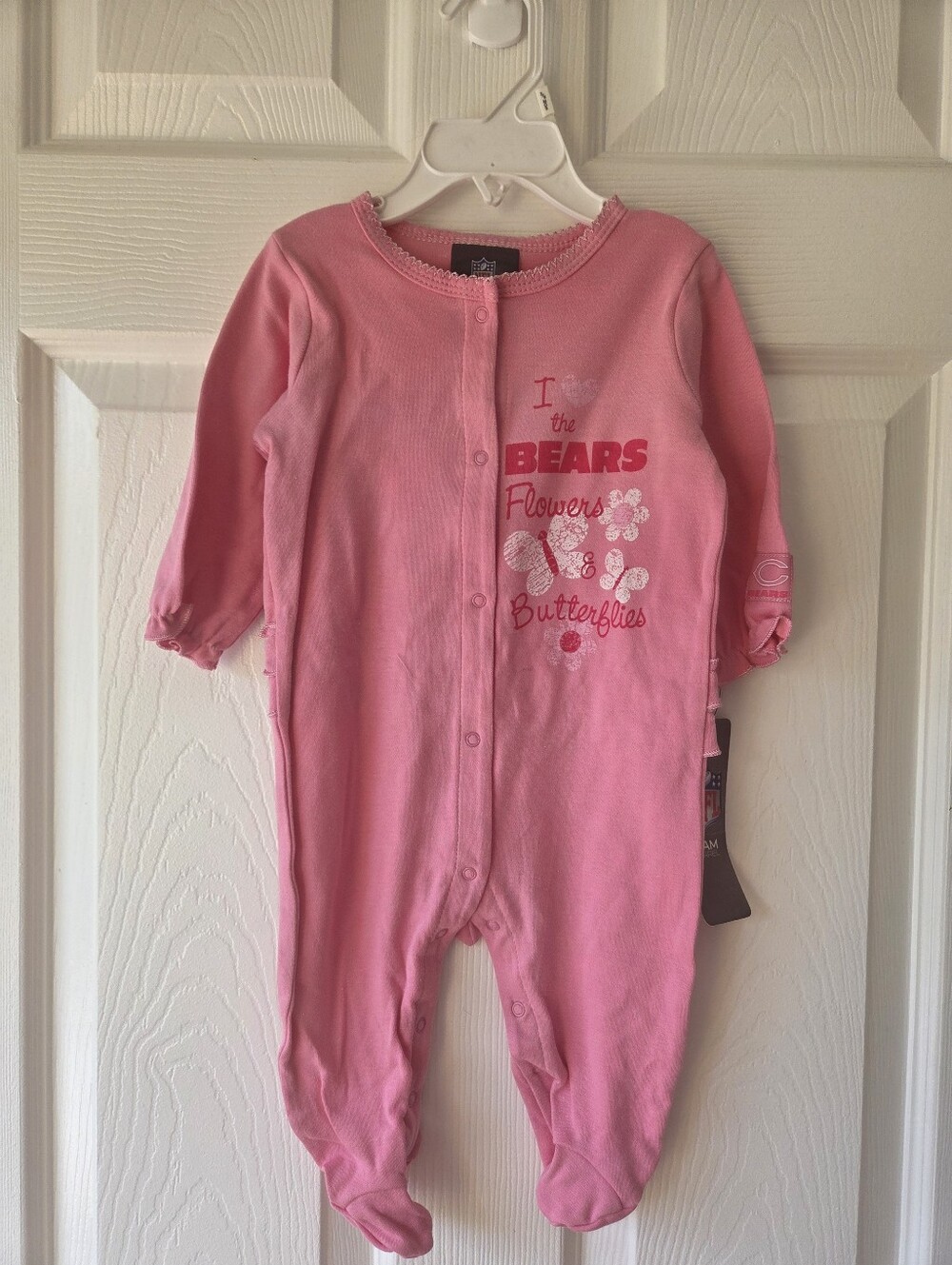 Chicago Bears Baby Girl Bodyuit 3-6M Pink NFL Football Footie One Piece